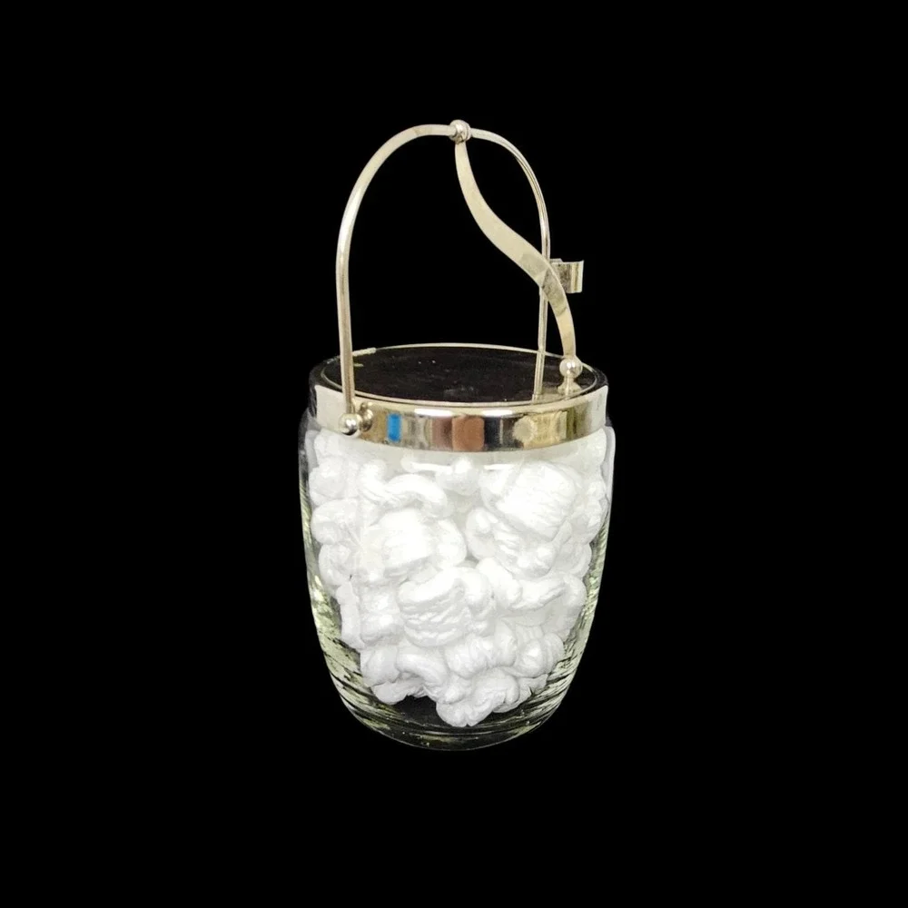 Vintage‎ Glass Atomic Starburst Ice Bucket 8 Point Star Midcentury MCM Barware